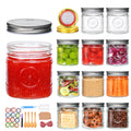 16 oz 12 Pack Wide Mouth Glass Jars with Lids D829