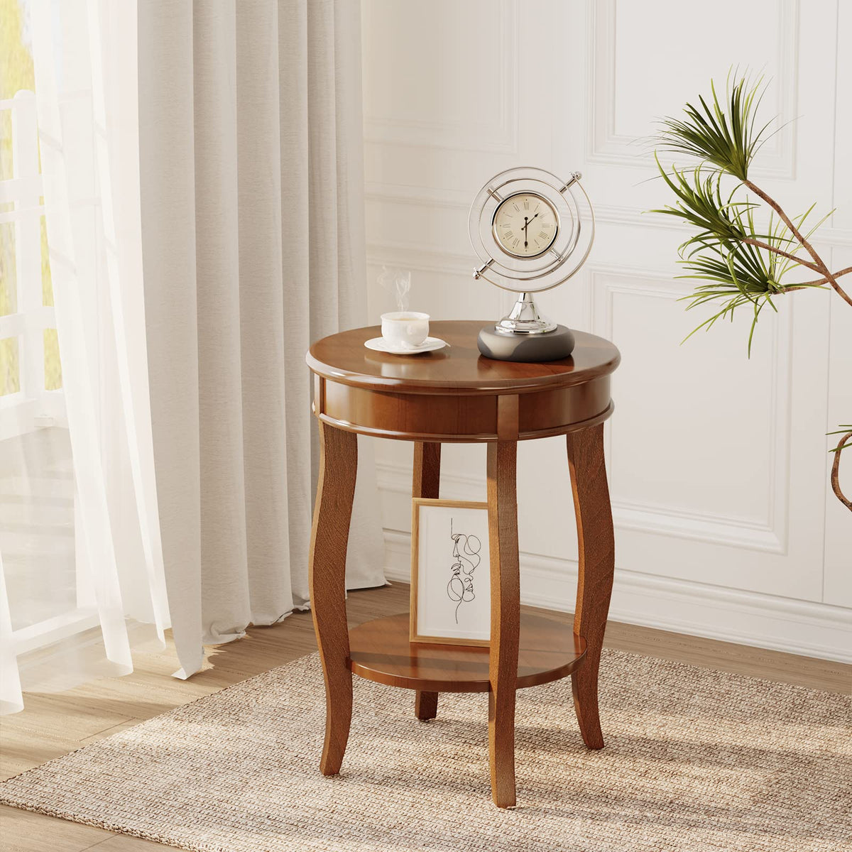 Round Accent Table with Storage Shelf Z350