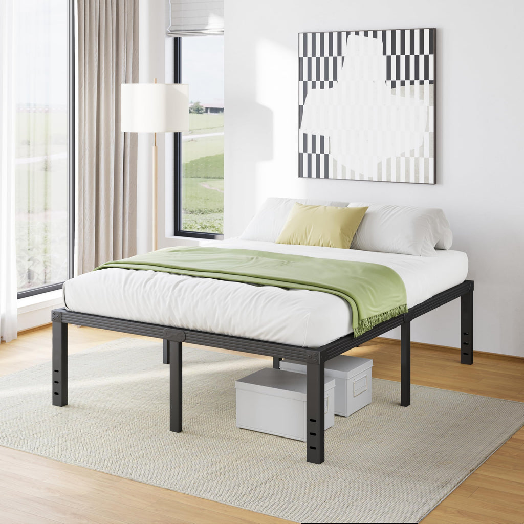 18 Inch High Metal Full Size Platform Bed Frame, Black M947504