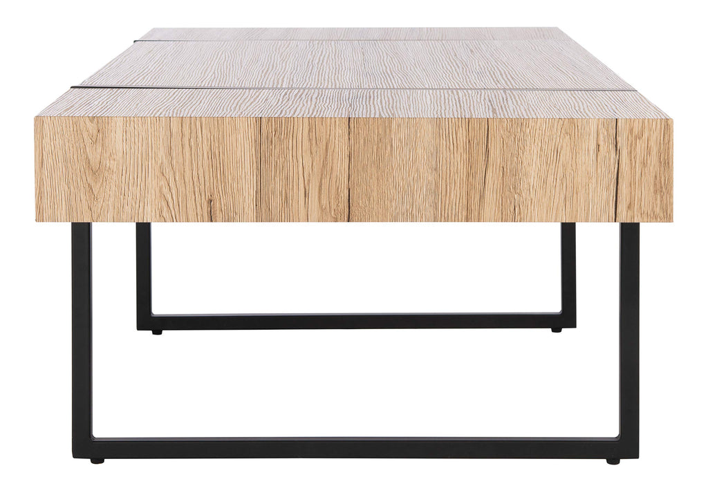 Rectangular Wood Top Black Metal Base Coffee Table N301722