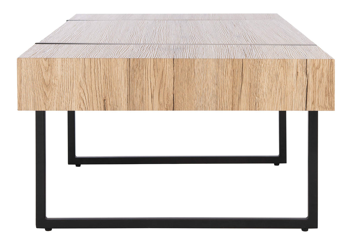 Rectangular Wood Top Black Metal Base Coffee Table N301722