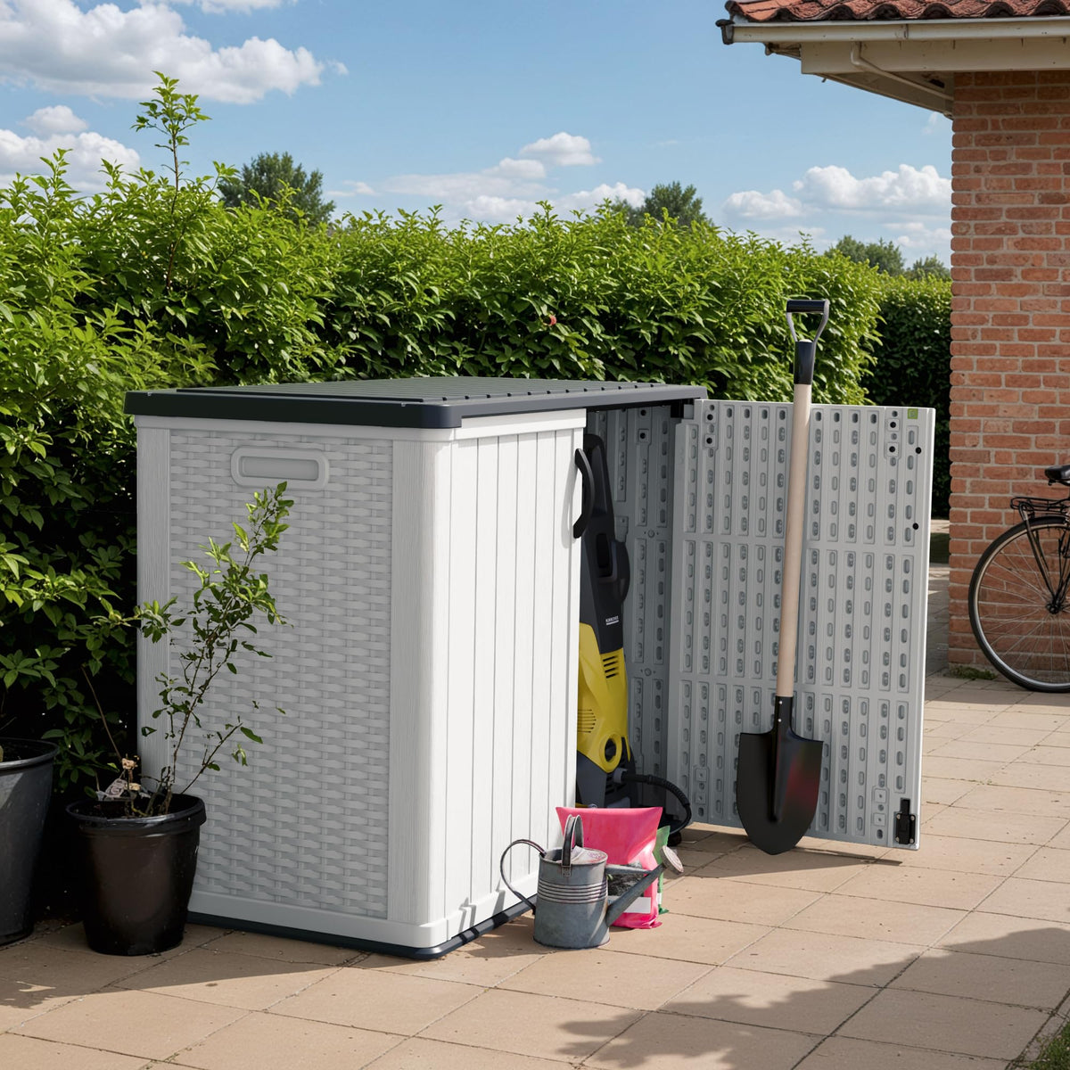 White 26 Cu Ft Lockable Outdoor Storage Cabinet J94655