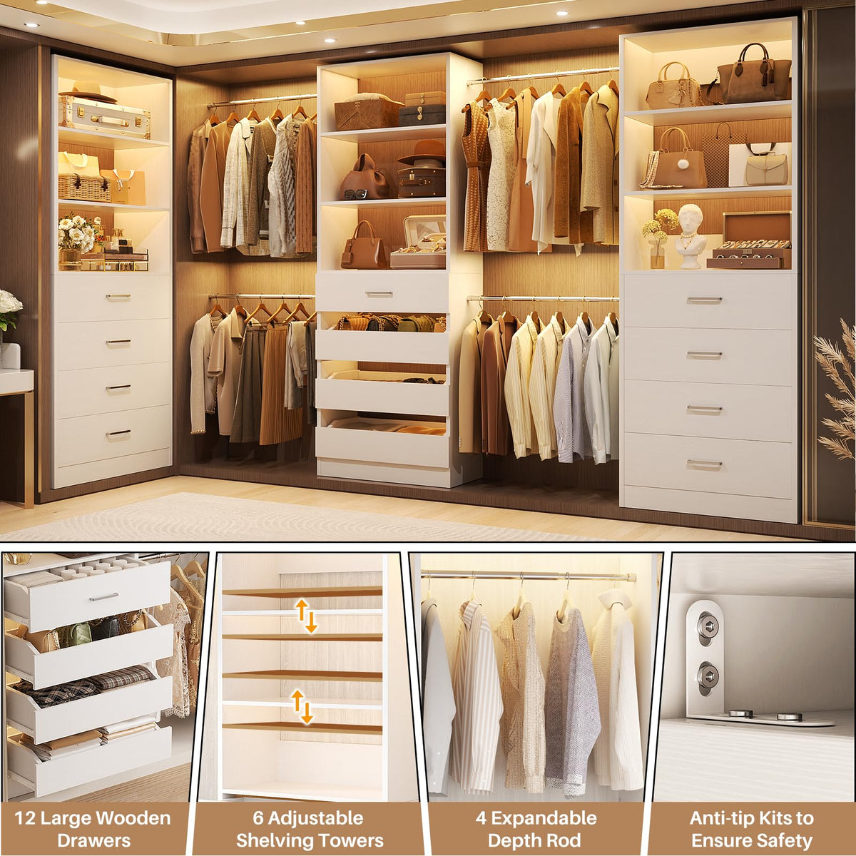 Wood Closet Organizer with 12 Drawers Z640