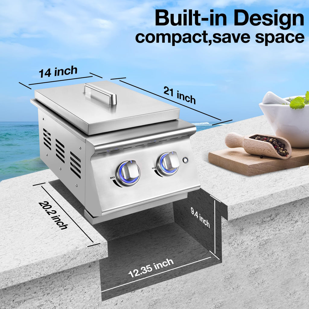 Double Grilling Side Burners 304 Stainless Steel 2 * 15,000BTU N148