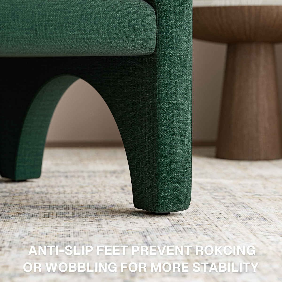 Green Upholstered Accent Chair Set of 2 with Rubber Wood Legs H8162