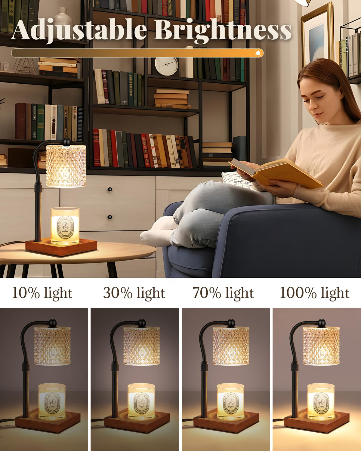 2 Pack Candle Warmer Lamp with Timer Dimmer Adjustable Height H650