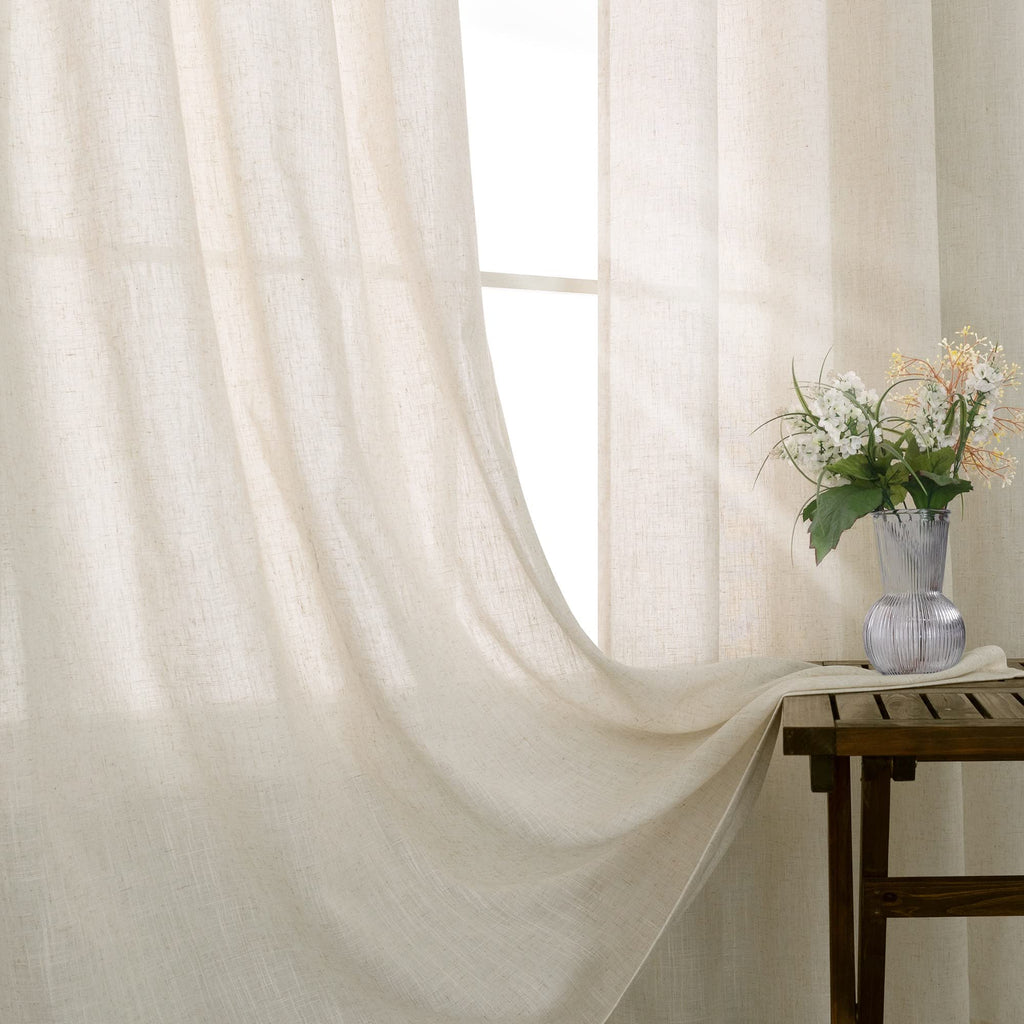 Beige Linen Curtains 2 Panels 84 Inches Long K379714