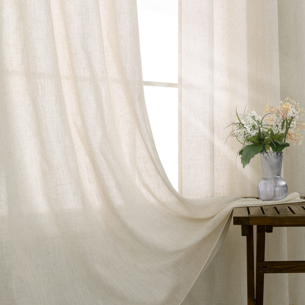 Beige Linen Curtains 2 Panels 84 Inches Long K379714