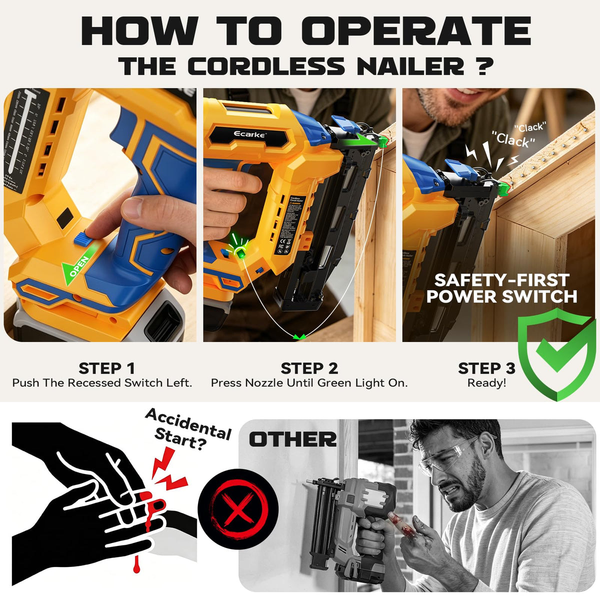 16 Gauge Cordless Straight Brad Nailer H8143