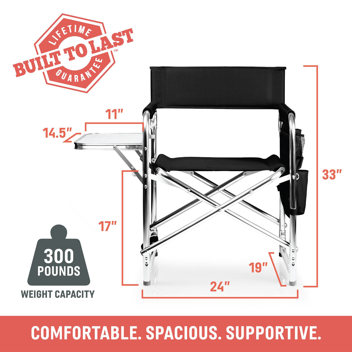 Lightweight Aluminum Folding Outdoor Camping Chair with Side Table F73021
