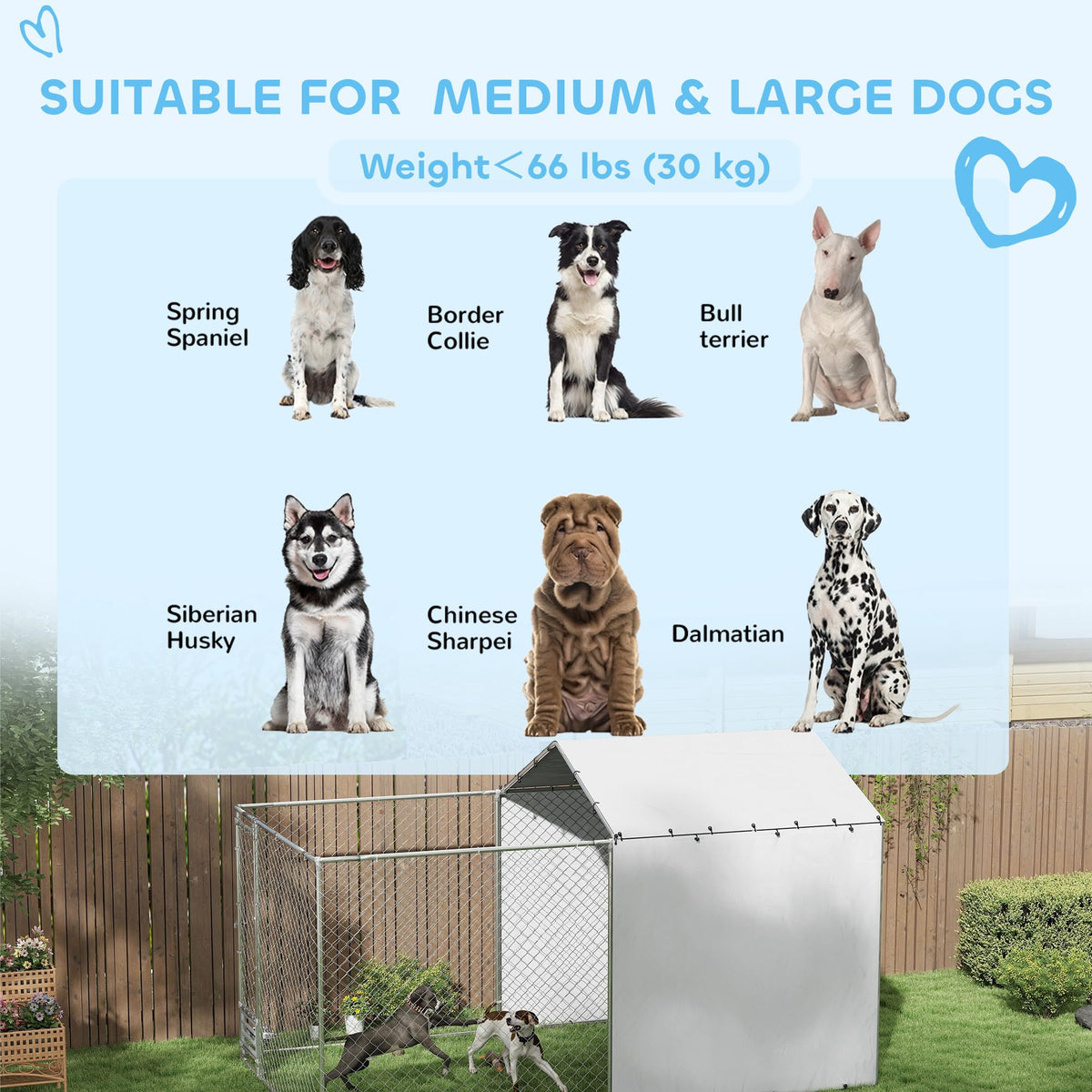 Large Outdoor Dog Kennel 13' x 7.5' x 7.5' G15976