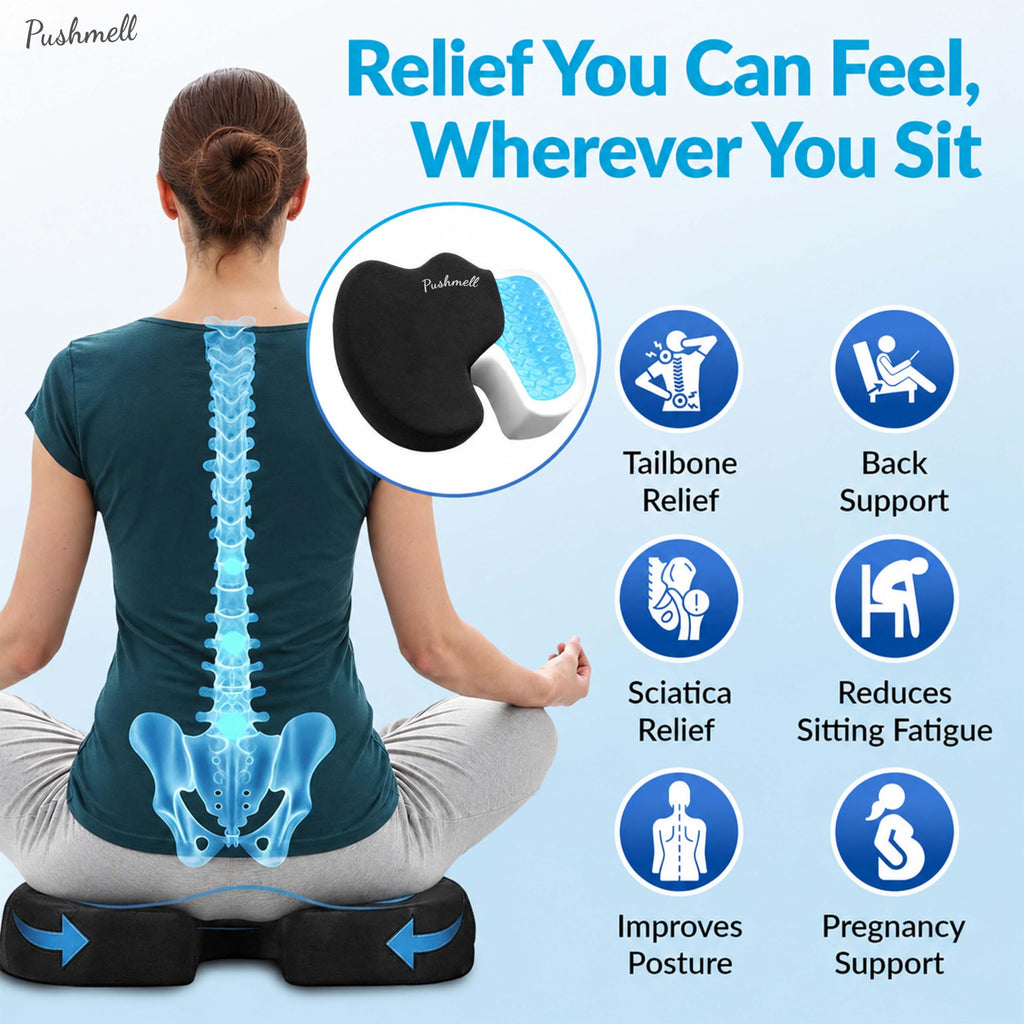Memory Foam Gel Seat Cushion with Extra Cover B857945