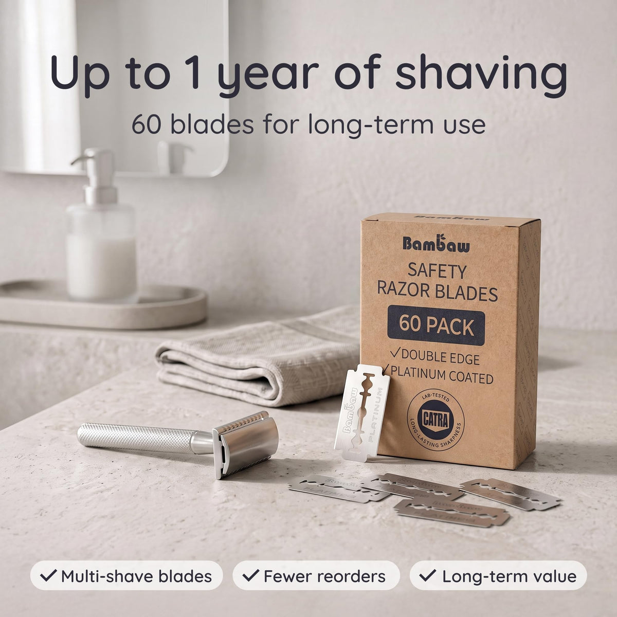 Double Edge Razor Blades 60 Pack Platinum Swedish Stainless Steel R3817