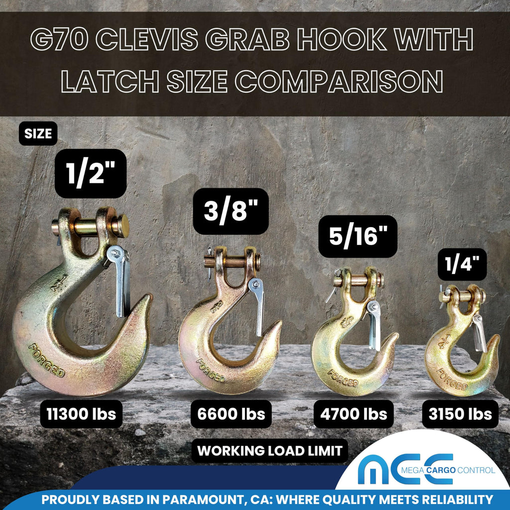 G70 Forged Slip Hooks 3/8" Clevis 6,600 Lbs WLL E71514