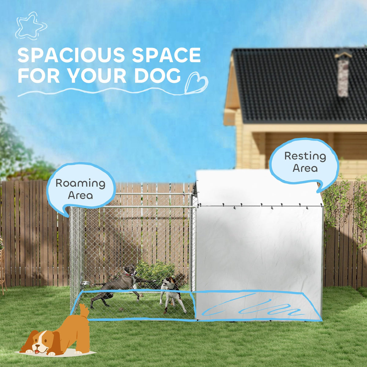 Large Outdoor Dog Kennel 13' x 7.5' x 7.5' G15976