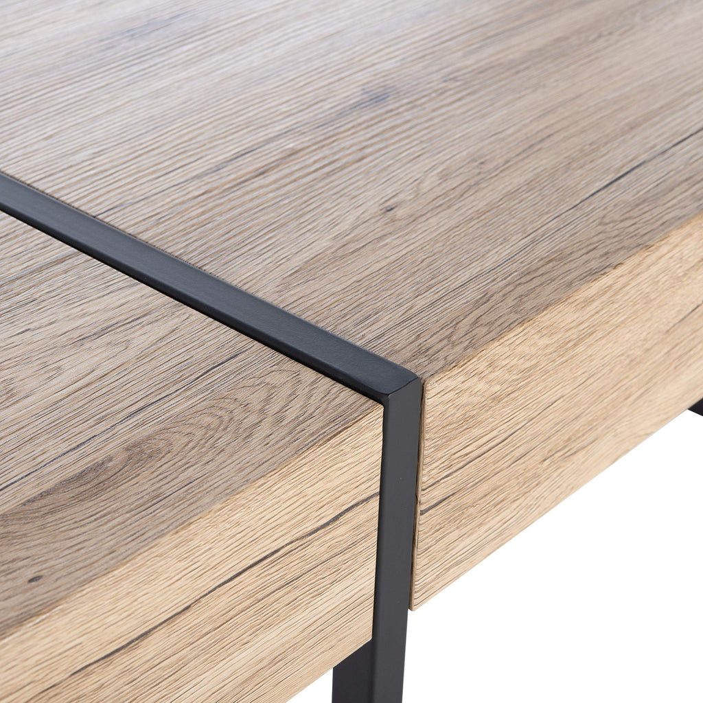 Rectangular Wood Top Black Metal Base Coffee Table N301722