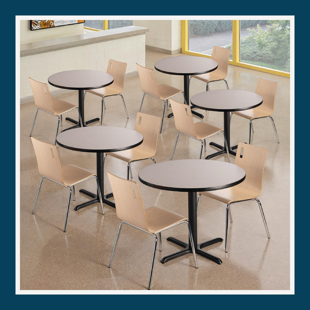 Round 36 in Diameter 30 in Dining Height Black Frame Gray Laminate Cafe Table O3390