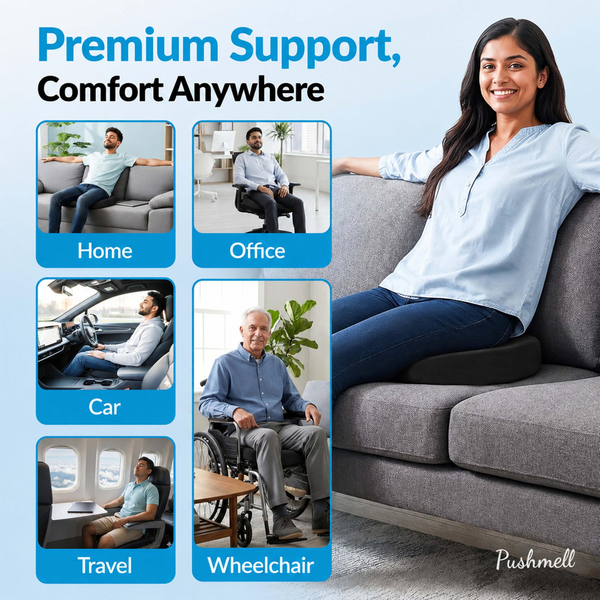 Memory Foam Gel Seat Cushion with Extra Cover B857945