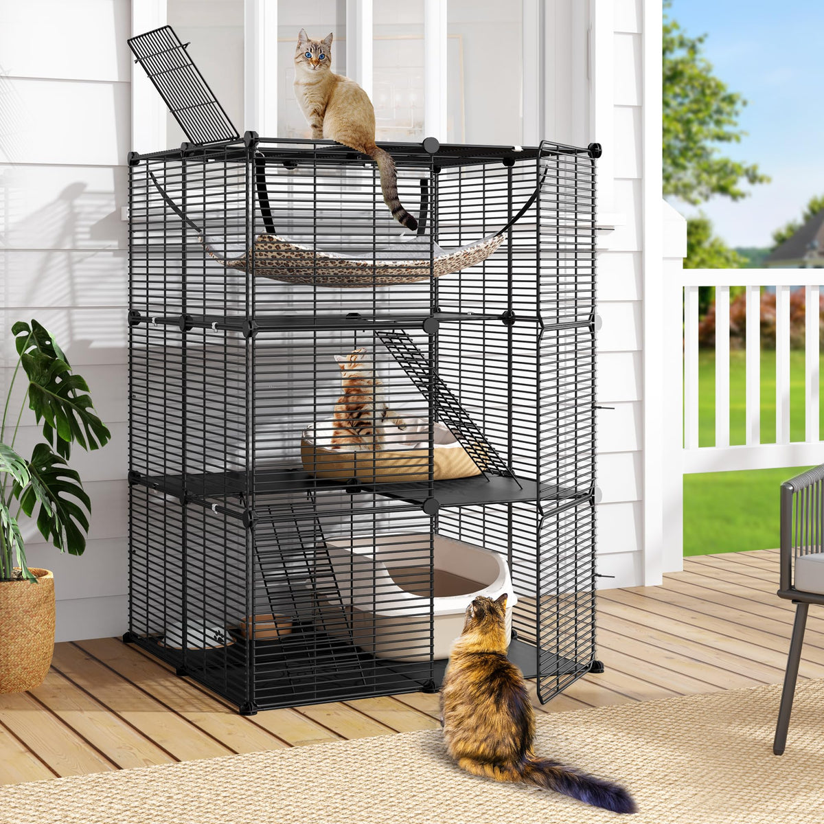 3-Tier Metal Cat Cage Indoor Enclosure P557924