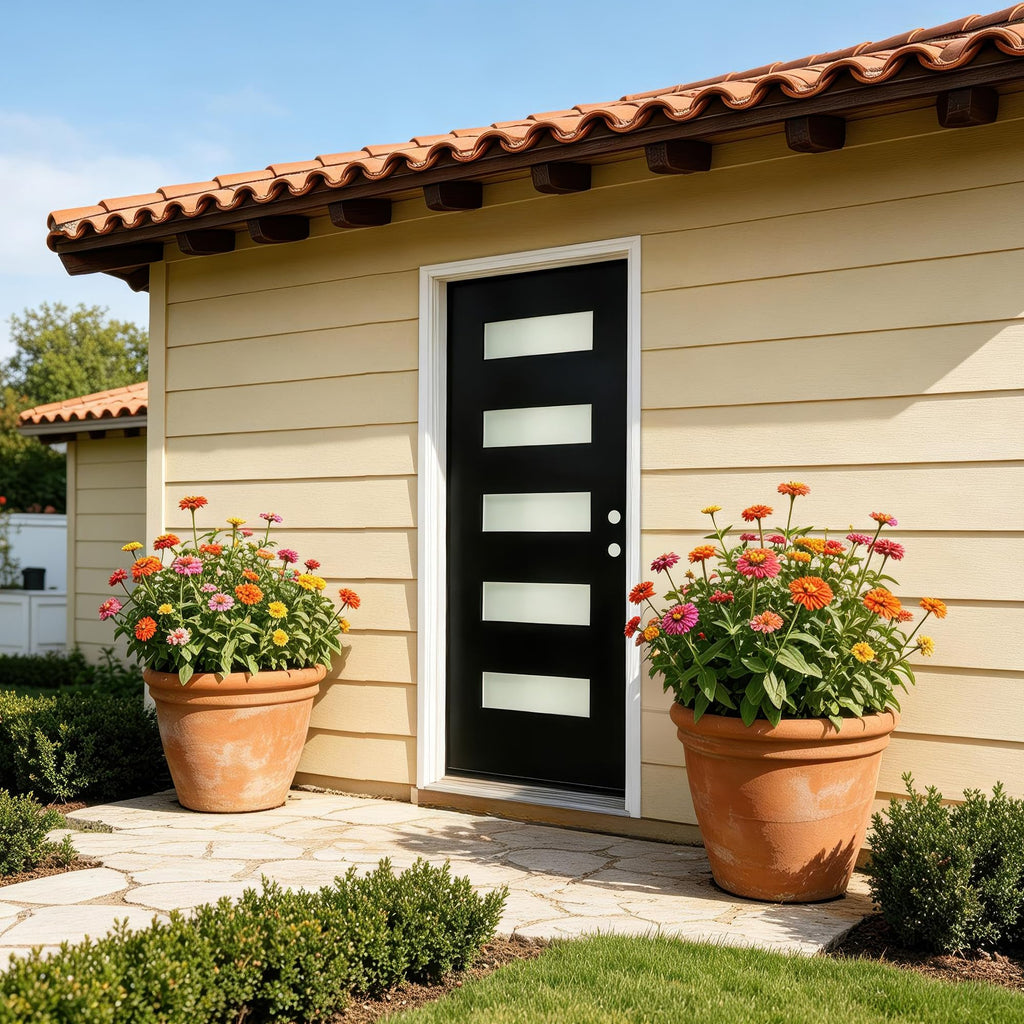 36" x 80" Left Hand Inswing Exterior Door with White Frame B611