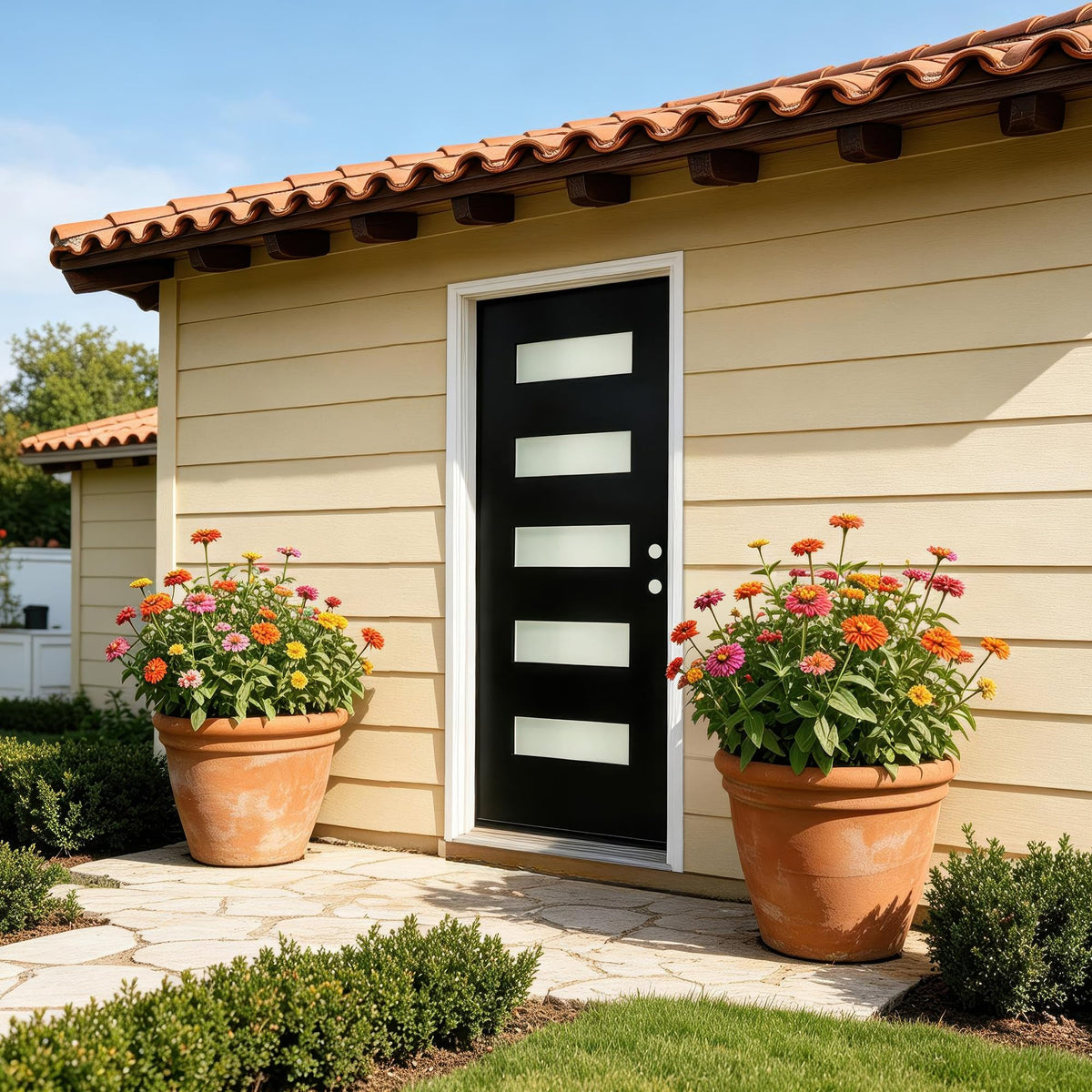 36" x 80" Left Hand Inswing Exterior Door with White Frame B611