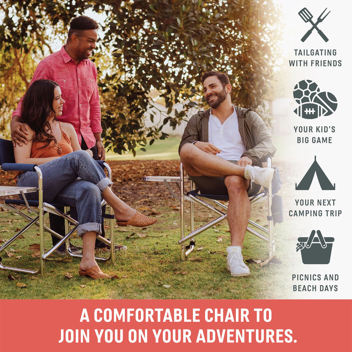 Lightweight Aluminum Folding Outdoor Camping Chair with Side Table F73021